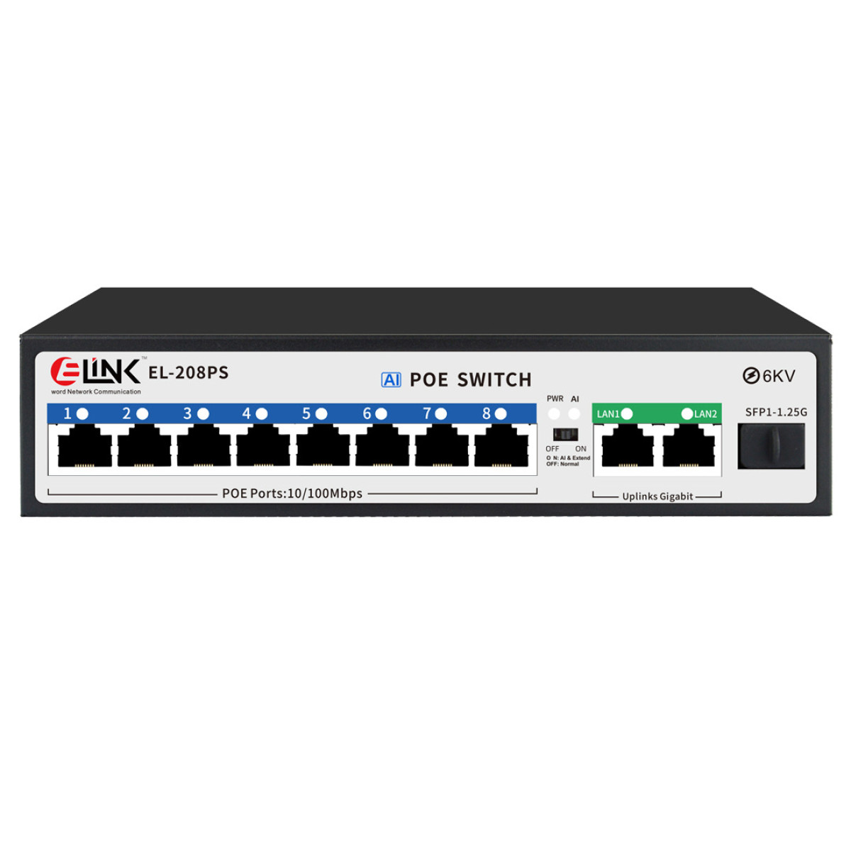 E-Link EL-208PS 8-Port PoE 2-Port Uplink Gigabit 1SFP PoE Switch
